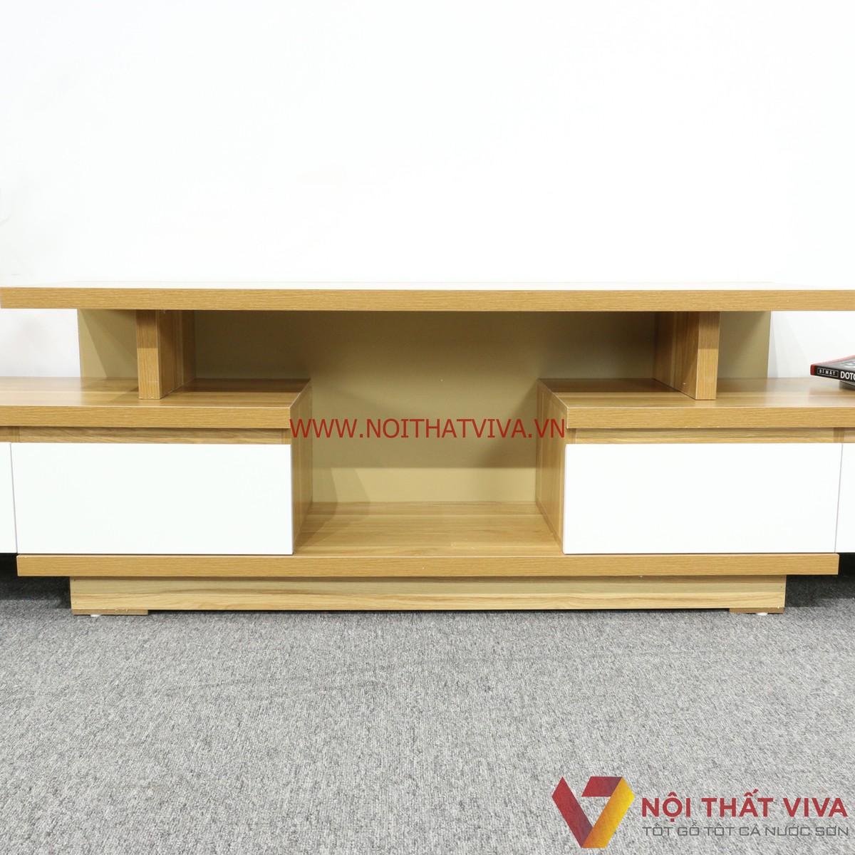 Kệ Tivi Thông Minh Gỗ MDF Melamine Màu Vàng Cánh Trắng Đẹp Hiện Đại