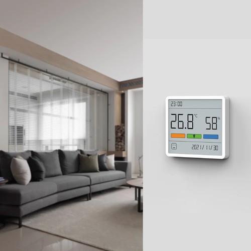 Nhiệt ẩm kế Duka TH1, máy đo nhiệt độ, độ ẩm phòng màn hình lớn 3,67&quot;, hiển thị trạng thái nhiệt độ, độ ẩm phòng nhanh chóng chính xác, cài đặt ngày giờ