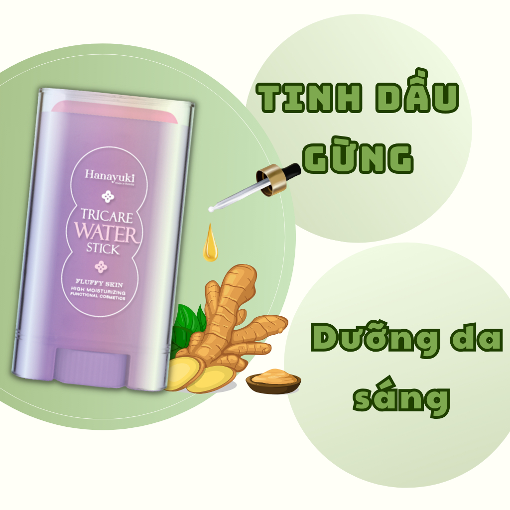 Kem Dưỡng Ẩm Trắng Da Hanayuki Chính Hãng Tricare Water Stick Dạng Lăn Mờ Nám Cấp Ẩm Ngăn Ngừa Lão Hóa 20g