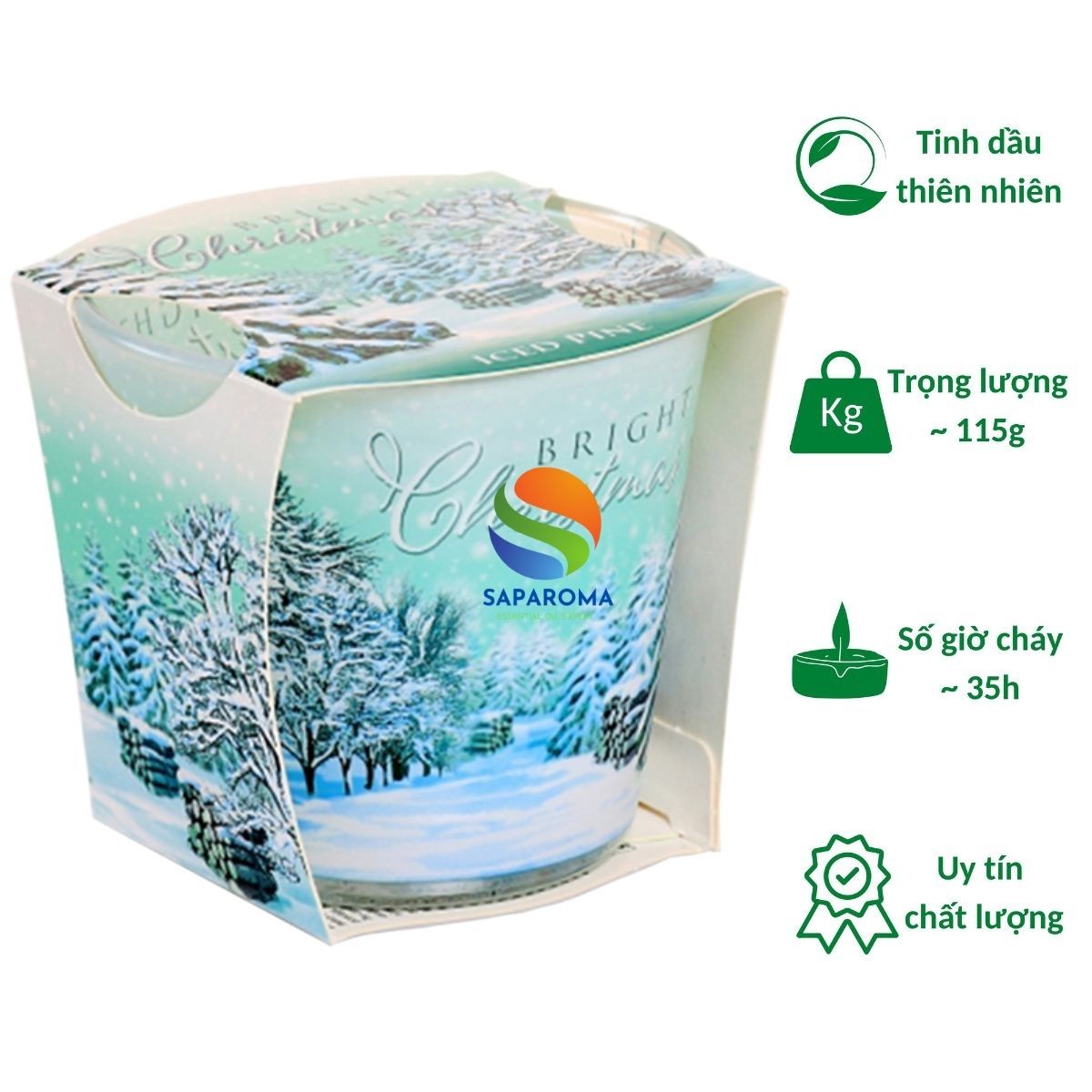 Ly nến thơm tinh dầu Bartek Bright Christmas 115g QT028492 - tuyết, thông tươi, nến trang trí, thơm phòng, thư giãn, hỗ trợ khử mùi (giao mẫu ngẫu nhiên)