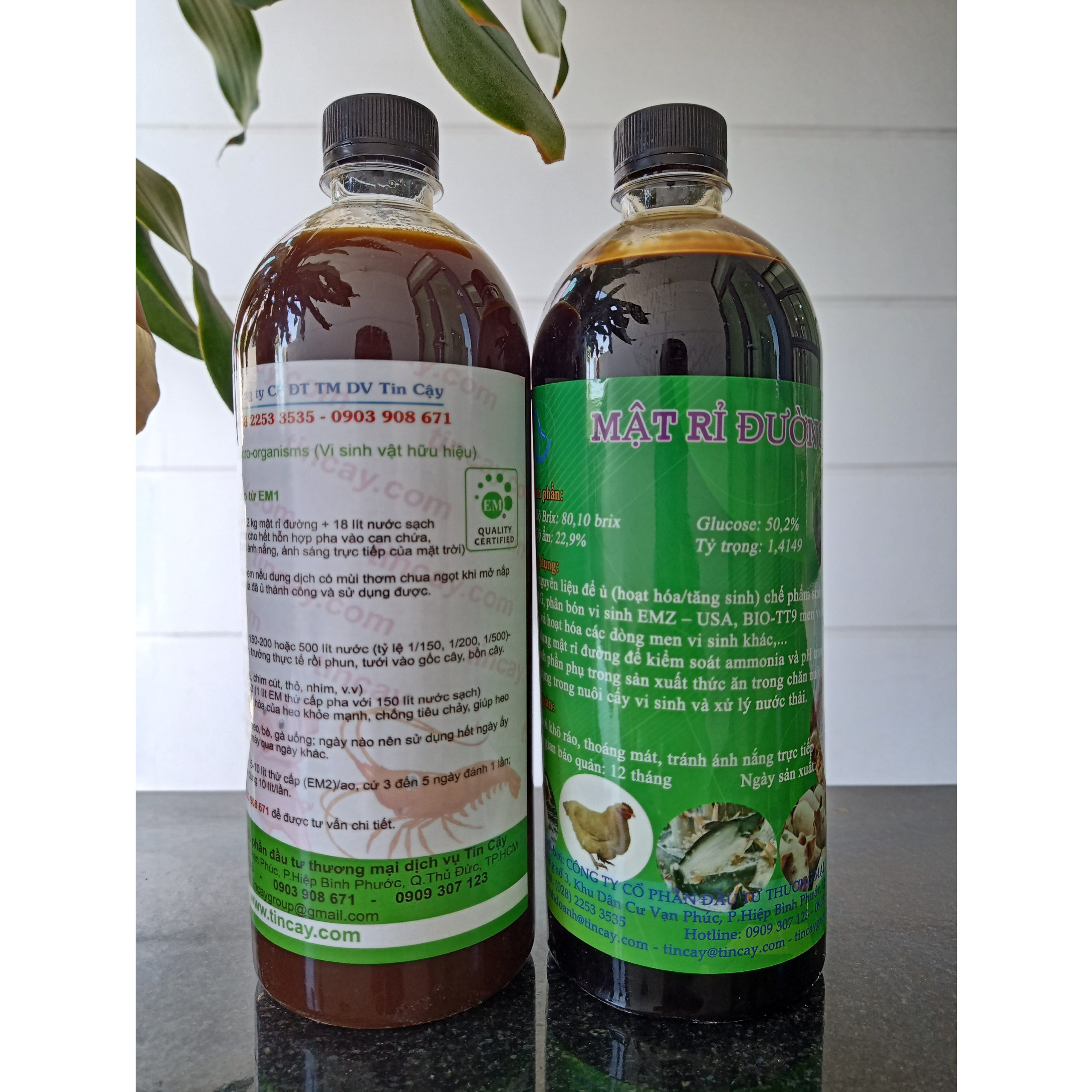 Combo 1 lít men vi sinh EM1 và 1 lít mật rỉ đường