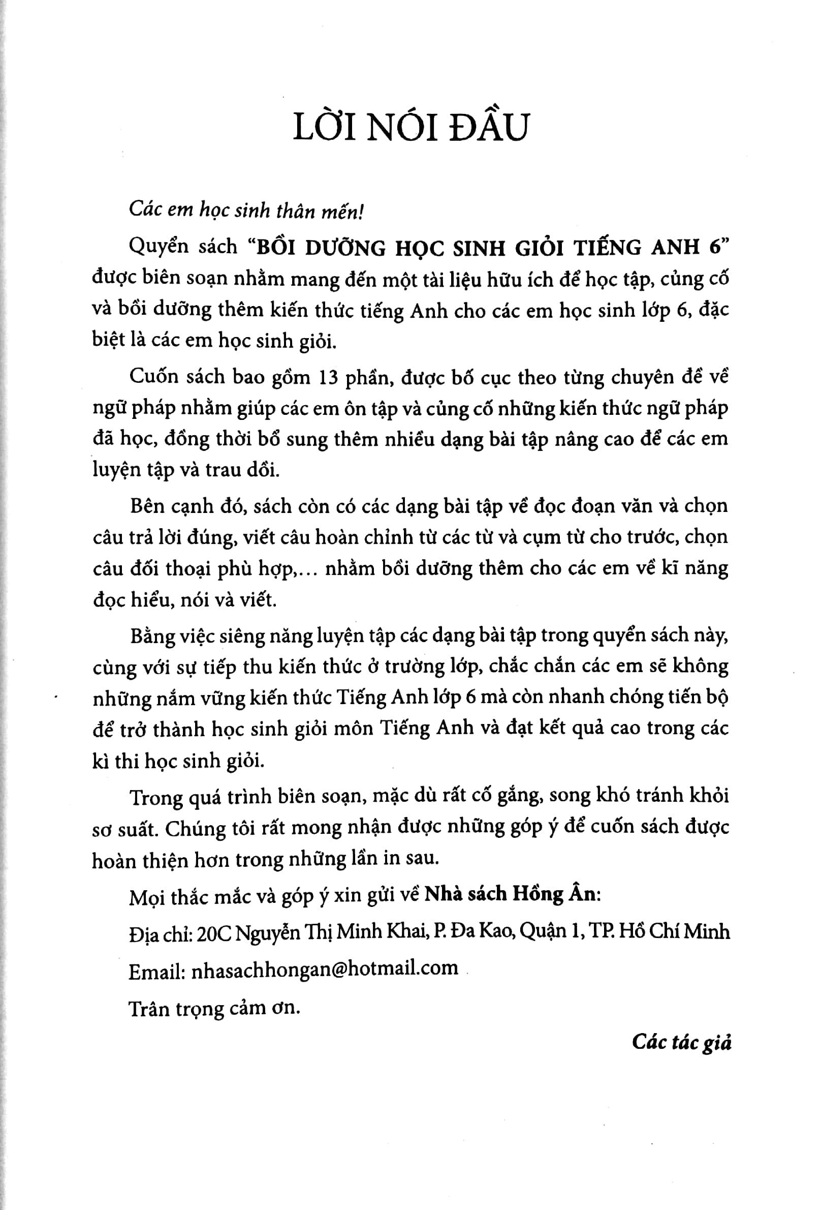 Bồi Dưỡng Học Sinh Giỏi Tiếng Anh Lớp 6