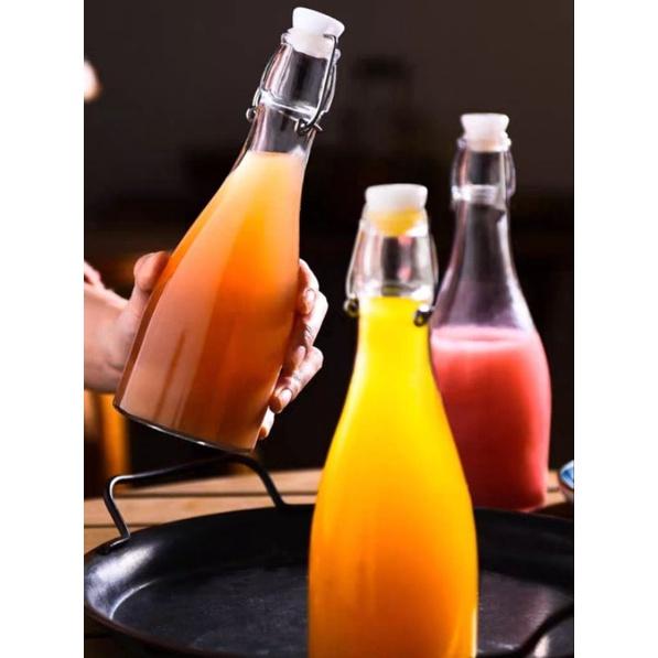 Chai lùn thủy tinh tròn nắp cài inox 500ml