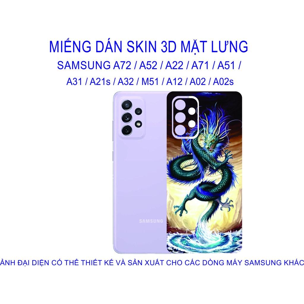 Miếng Dán Skin 3D mặt lưng dành cho SAMSUNG A72 / A52 / A22 / A71 / A51 / A31 / A21s / A32 / M51 / A12 chống trầy xước...