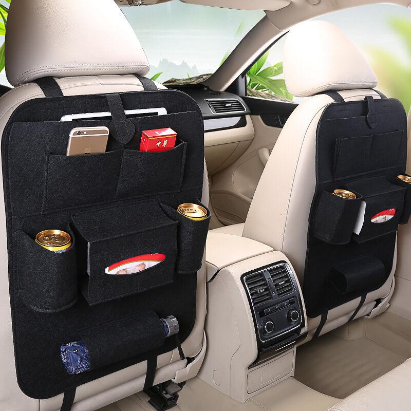 Túi đựng đồ treo ghế sau ô tô bọc nỉ nhiều ngăn cao cấp - Tặng bộ 6 con bướm dạ quang phát sáng
