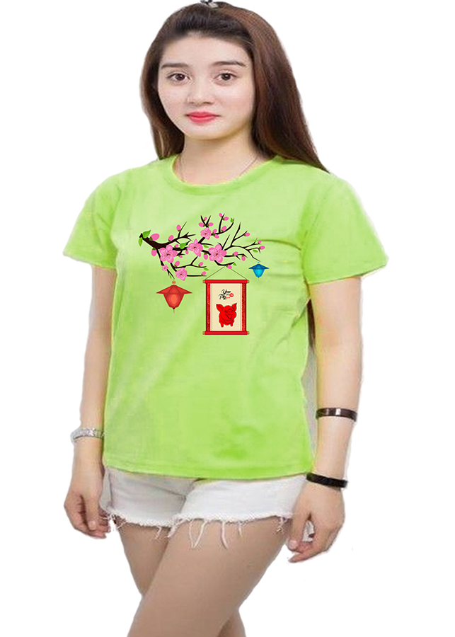 Áo Thun Nữ Cành Đào Đầu Xuân