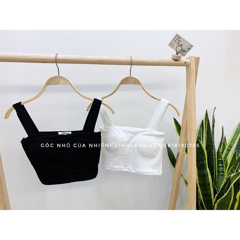 Áo Croptop Cổ Vuông Có Sẵn Mút Ngực Chất Co Giãn, Áo Bra Cổ Vuông (ẢNH THẬT+VIDEO)