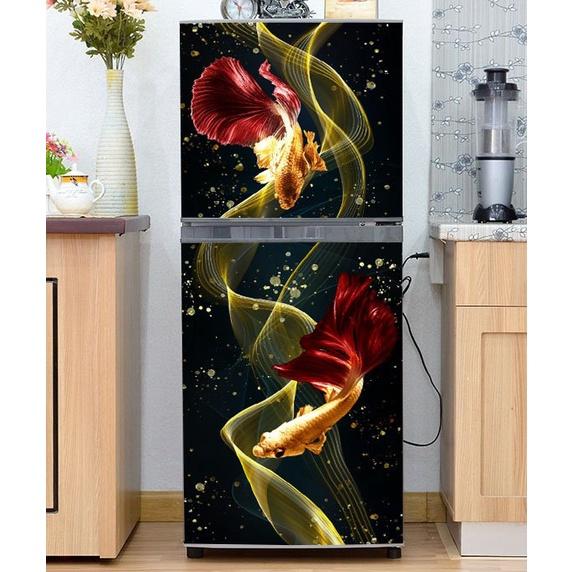 DECAL DÁN TỦ LẠNH MẪU CÁ KOI ĐUÔI ĐỎ ĐẸP - BỀN - SANG