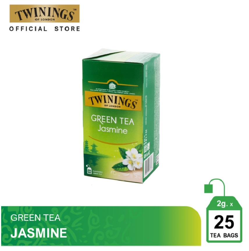 Trà túi lọc TWININGS OF LONDON Jasmine Green Tea - Trà xanh Hoa Nhài (Hộp 25 gói x 2g)