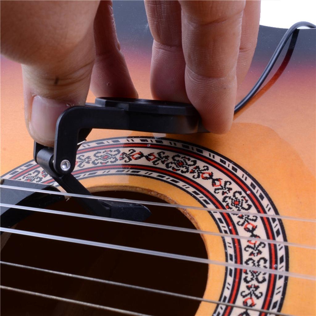 2X Durable 1/4'' Plug Jack Acoustic Guitar Soundhole Clip Pickup Black