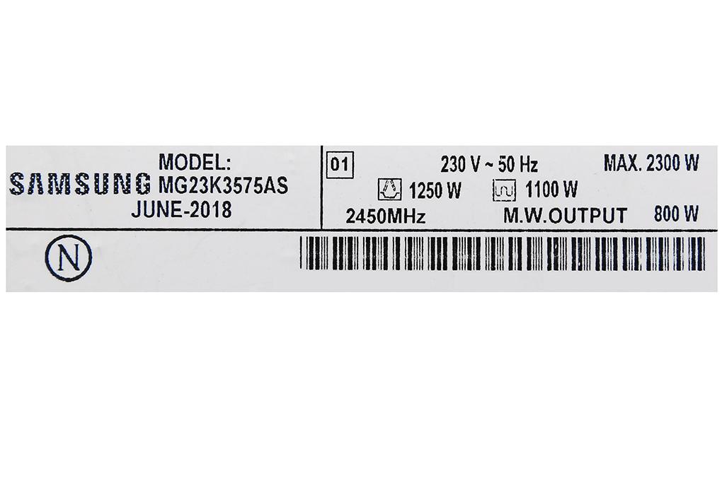 Lò vi sóng có nướng Samsung MG23K3575AS/SV-N 23 lít - Hàng chính hãng