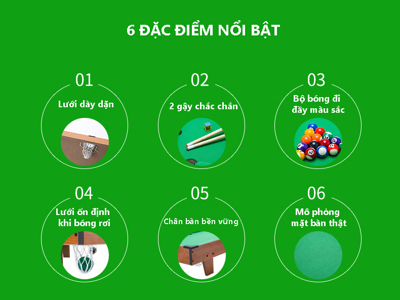 [Full phụ kiện, bóng + gậy + tẩy] Bàn Bi-da Mini Bằng Gỗ Chắc Chắn - Kích Thước Lớn - Chân Cao - Hàng Loại 1