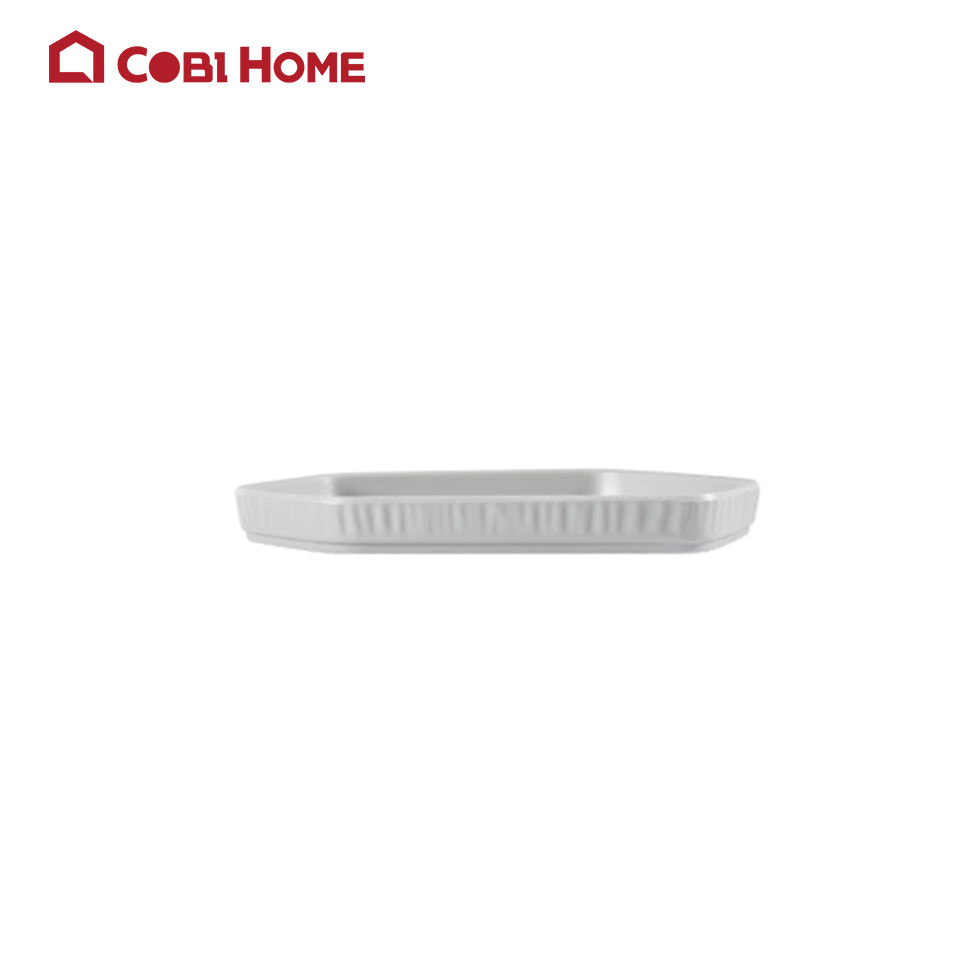 Dĩa xám lục giác 25.3cm bằng melamine cao cấp