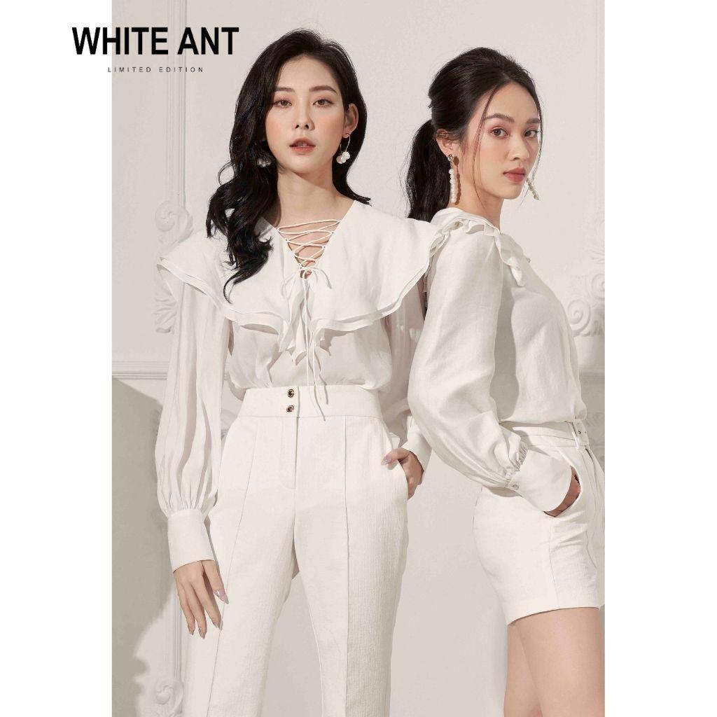 Áo Sơ Mi Nữ Công Sở Dài Tay WHITE ANT Thiết Kế Cổ Dây Buộc Tinh Tế, Chất Liệu Tơ Nhập Khẩu Cao Cấp 170300003.493