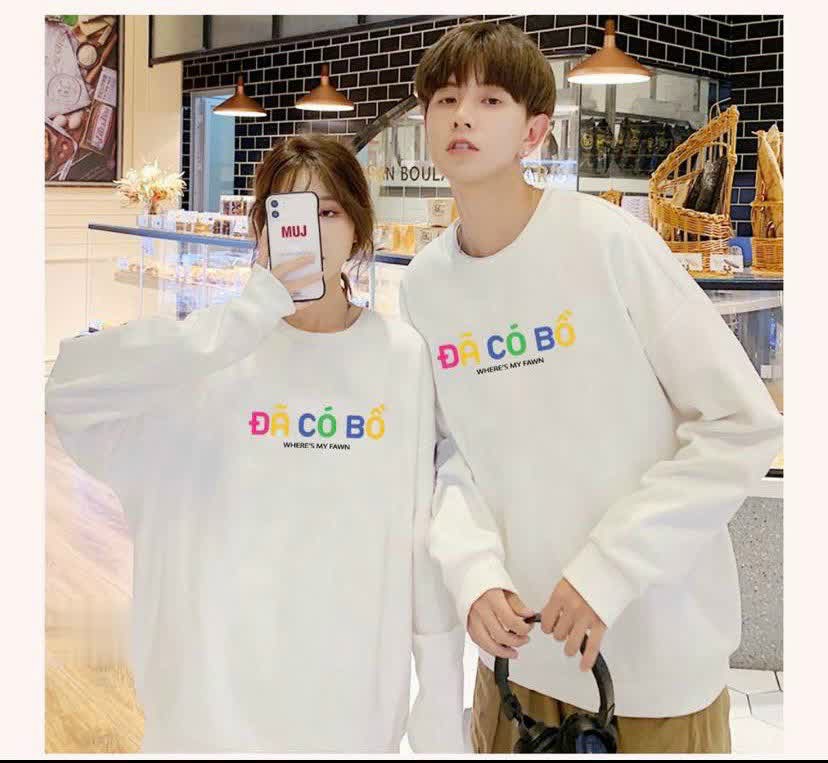 Aó Sweater Thun Tay Dài Chữ Đã - Chưa Có Bồ Nam Nữ Cặp Đôi - FREESHIP - Hoodie Thun Ni Len Form Rộng Unisex hàn Quốc