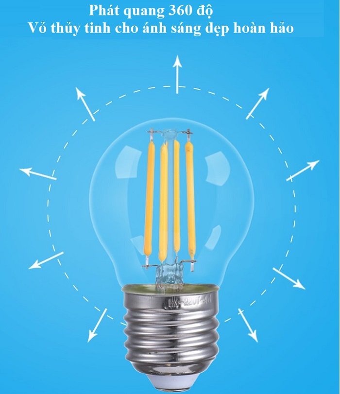 Bộ 8 bóng đèn Led Edison G45 4W đui E27 hàng chính hãng.