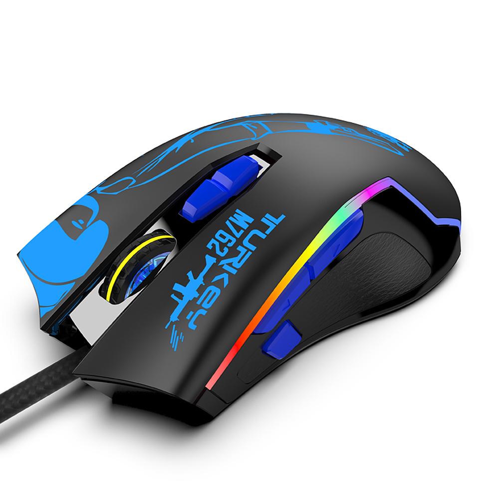 Chuột chơi game có dây RGB Ergonomic 8 nút có thể lập trình 800/100/1600/2400/400/600DPI / RGB Light