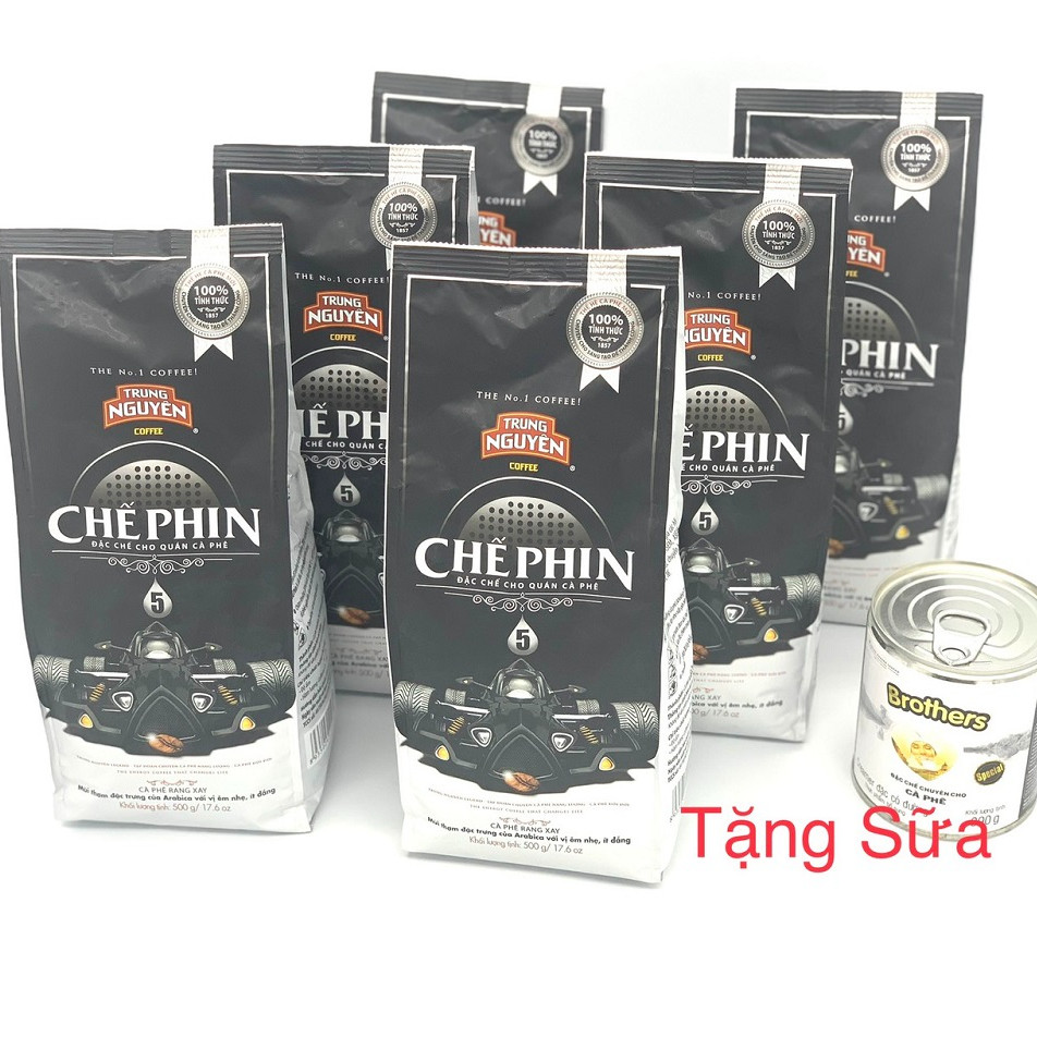 Cà phê rang xay Chế Phin 5 Trung Nguyên -06 Bịch 500gam( Quà tặng Kèm - Lon sữa đặc)