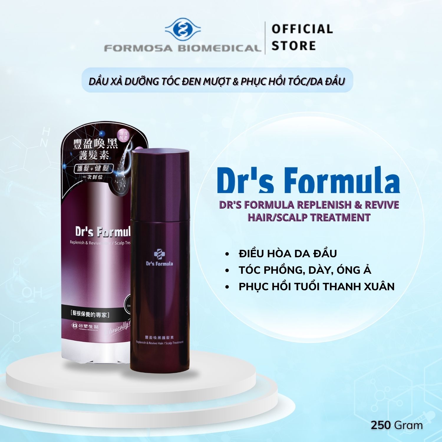 Dầu Xả Dưỡng Tóc Đen Mượt & Phục Hồi Tóc/Da Đầu Dr's Formula Replenish & Revive Hair/Scalp Treatment 250ml