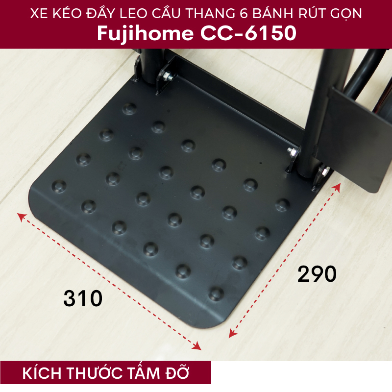 Xe đẩy hàng leo cầu thang 6 bánh Nhập Khẩu Nhật Bản Fujihome 150kg, xe kéo hàng leo cầu thang gấp gọn siêu thị đa năng stair trolley