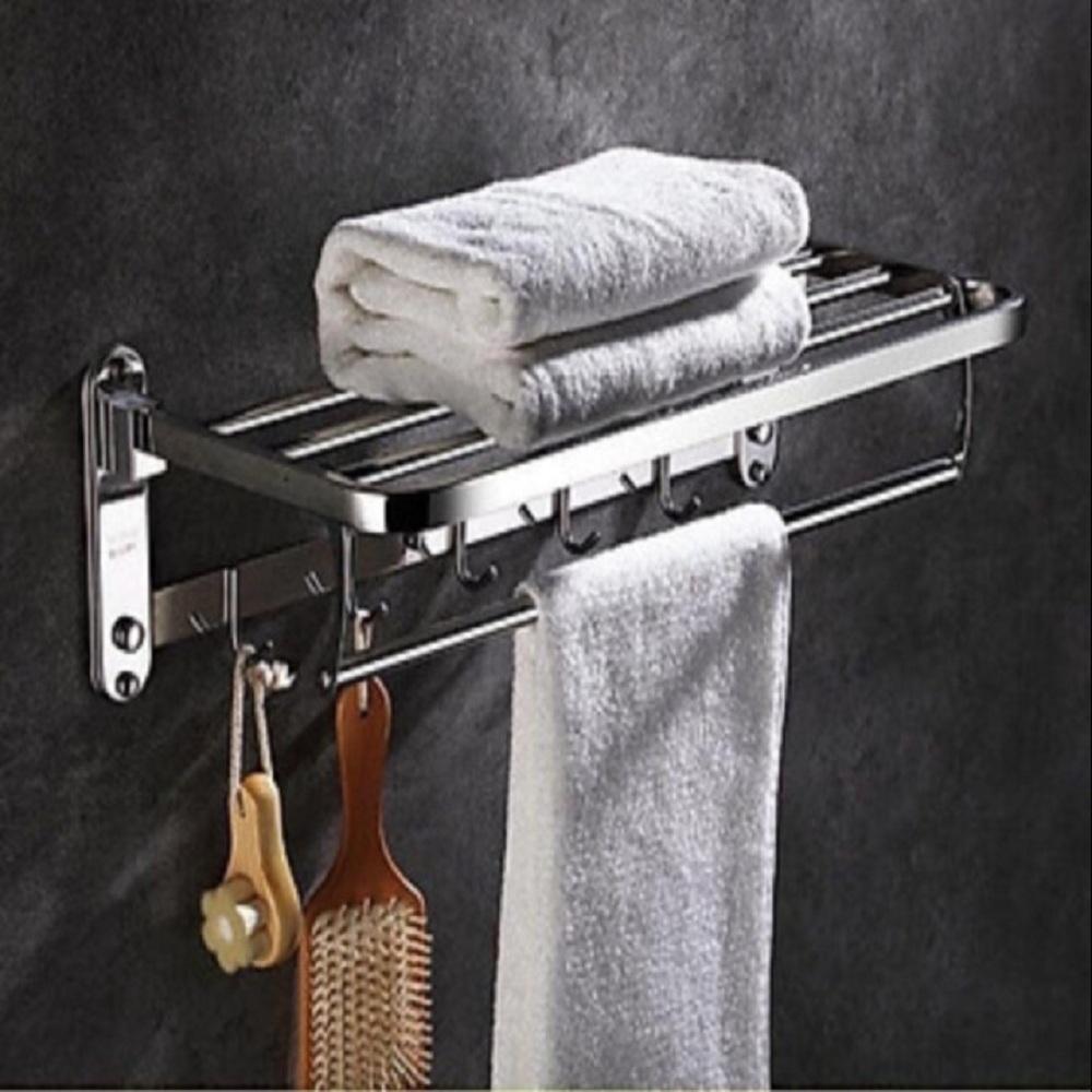 Giá Vắt Khăn Nhà Tắm Inox 304 Cao Cấp Sáng Bóng - Giá Vắt Khăn 2 Tầng Tiện Lợi - Free Ship Toàn Quốc