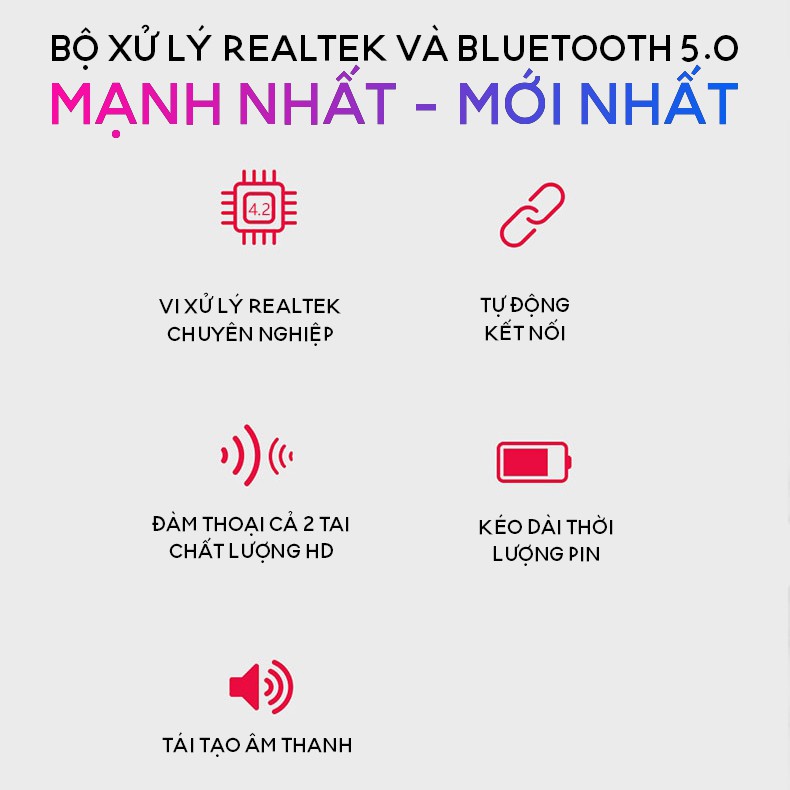 Tai Nghe Bluetooth 5.0 TWS T2C-PLUS VINETTEAM- Cảm Ứng 1 Chạm - Chống Nước IPX7 - Pin 12h - Đàm Thoại - Tự Kết Nối- CHÍNH HÃNG