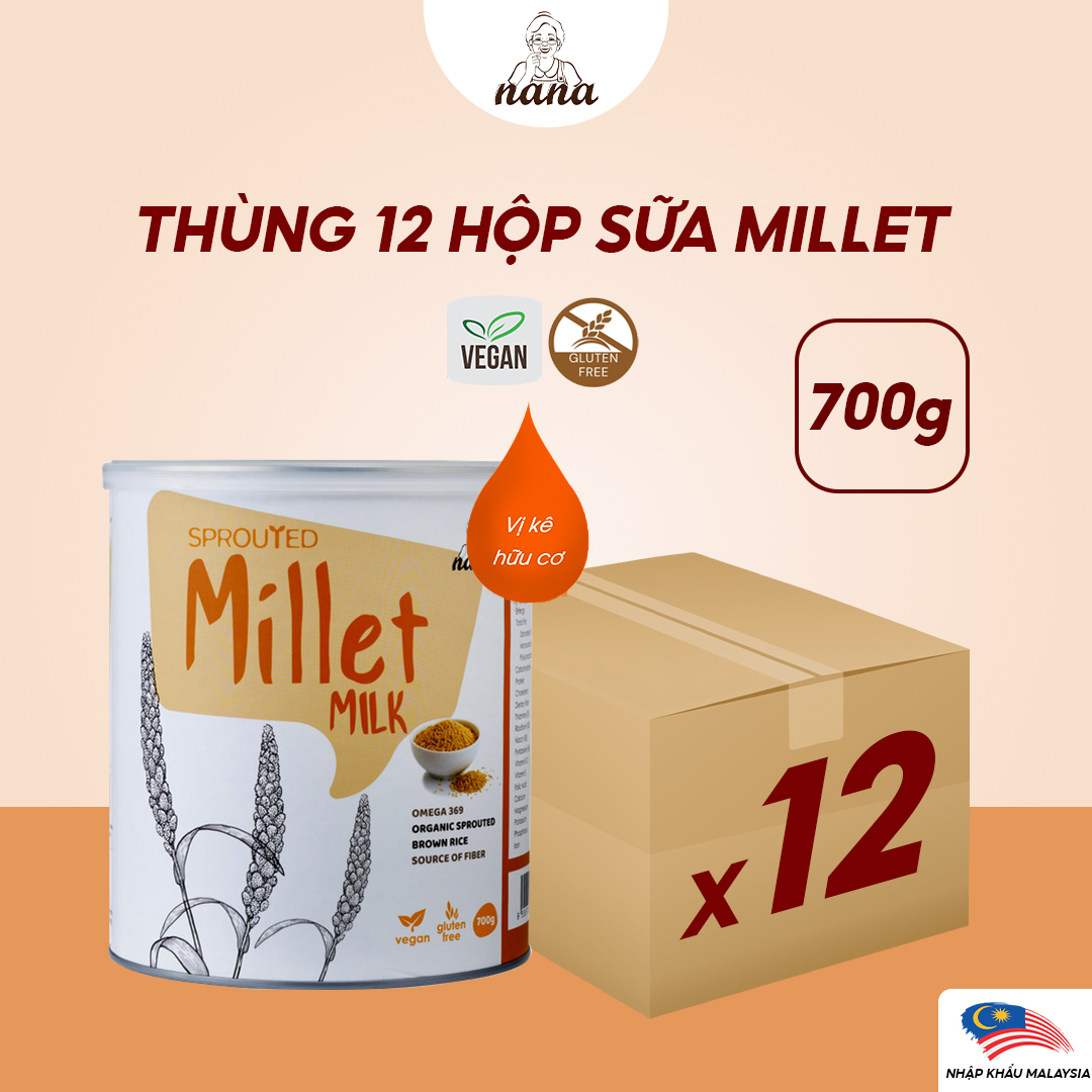 Thùng 12 Hộp Sữa Hạt Từ Gạo Lứt Hữu Cơ Nảy Mầm Millet 700g Vị Gạo Tự Nhiên Nhập Khẩu Malaysia Cho Trẻ Từ 3 Tuổi & Cả Gia Đình