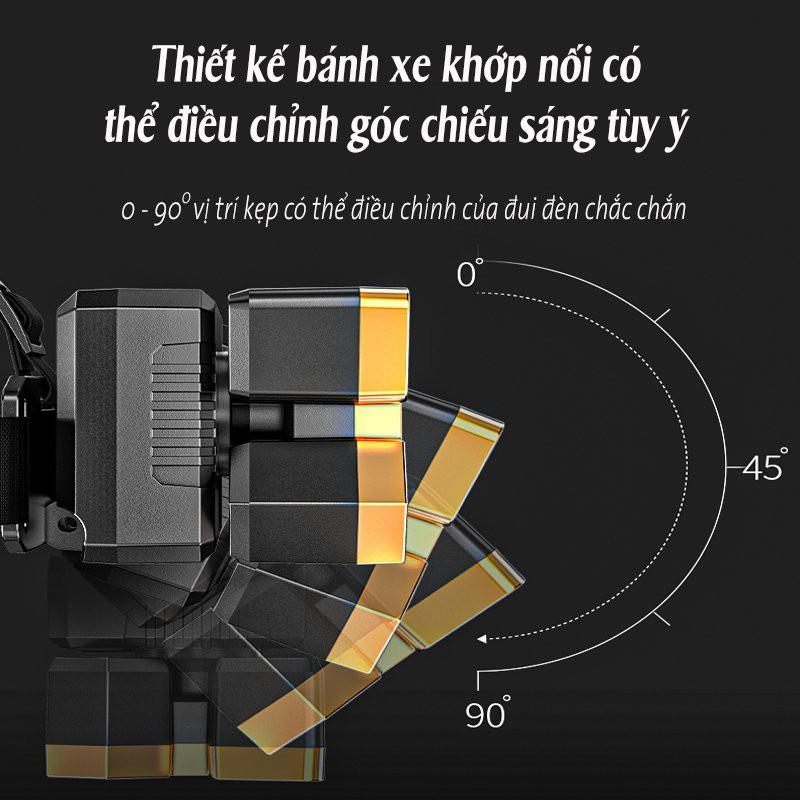 Đèn pin đeo đầu 5 bóng siêu sáng dùng pin sạc, Đèn Pin Đội Đầu 5 Bóng Led Siêu Sáng, Chống Nước Kèm Dây Sạc ĐÈN