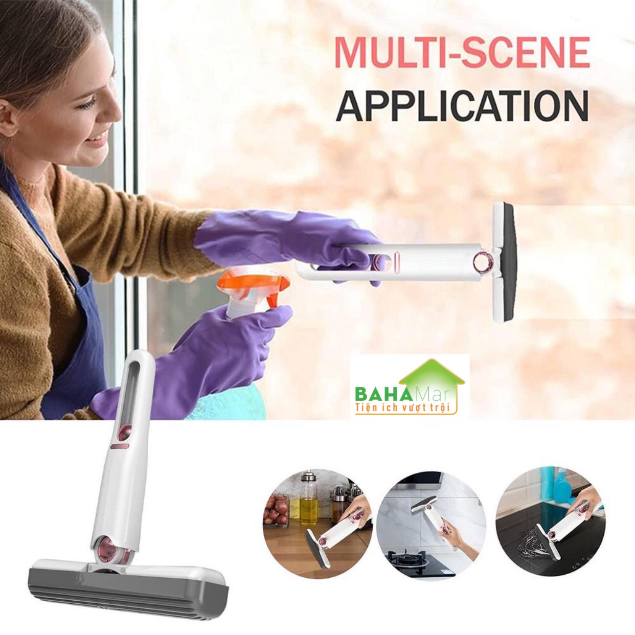 CÂY LAU MINI ĐA NĂNG VÀ THÔNG MINH TỰ VẮT GẤP GỌN SIÊU THẤM HÚT TIỆN DỤNG LAU DỌN "BAHAMAR" Làm sạch mạnh mẽ, có thể lau nhiều loại bề mặt : kính, đá, sàn nhà, sàn bếp, bàn vệ sinh, bàn học...