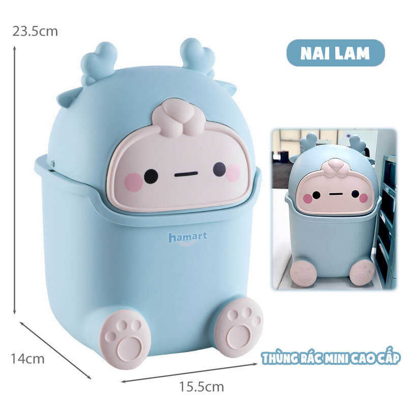 Thùng Rác Mini Để Bàn Học Văn Phòng Ngủ Hamart Sọt Rác Có Nắp Dễ Thương Cao Cấp 4 Màu