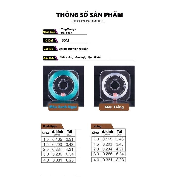 Cước Câu Cá Siêu Bền YingMeng Japan Chính Hãng Nhật Bản Siêu Bền Tàng Hình Chuyên Làm Trục Thẻo Câu Đài