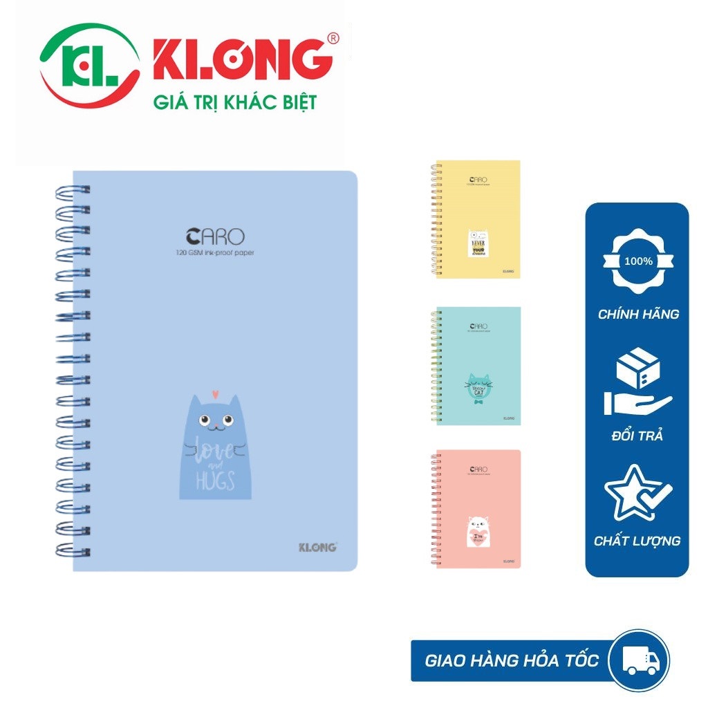 Sổ lò xo kép KLONG Caro B5 - 200 trang; MS: 297