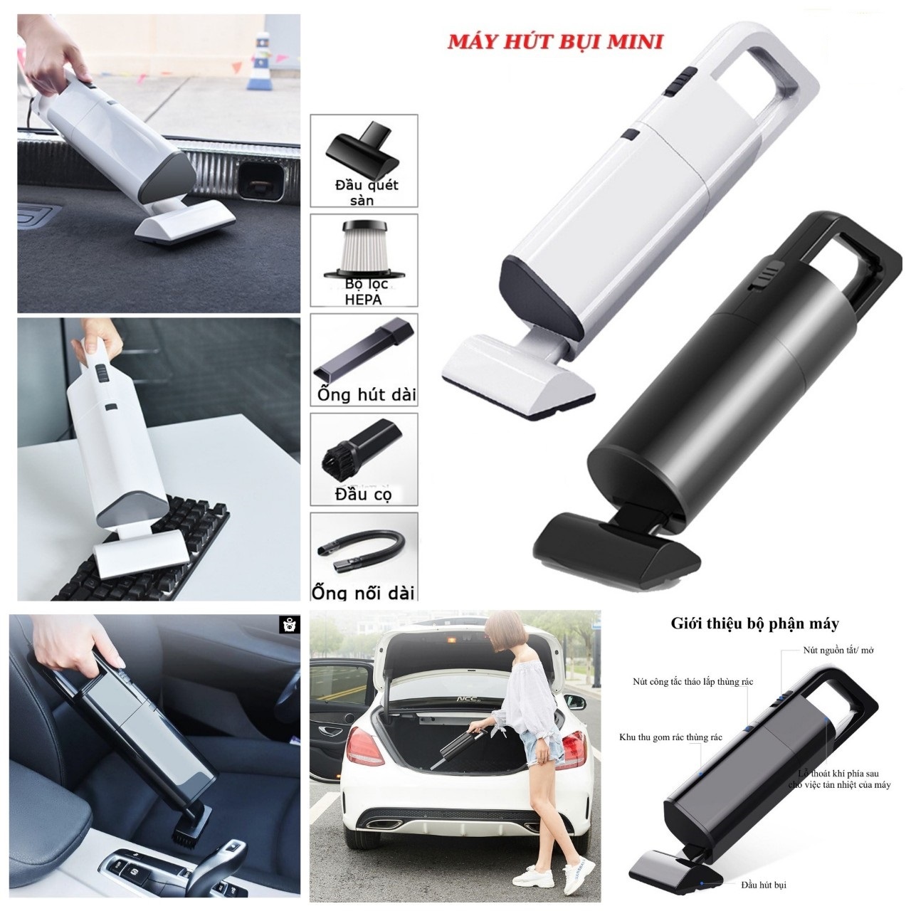Máy hút bụi cầm tay không dây mini AIKESI bản nâng cấp siêu khỏe lực hút cực mạnh hàng cao câp mẫu mới cho ô tô nhà cửa sạch sẽ