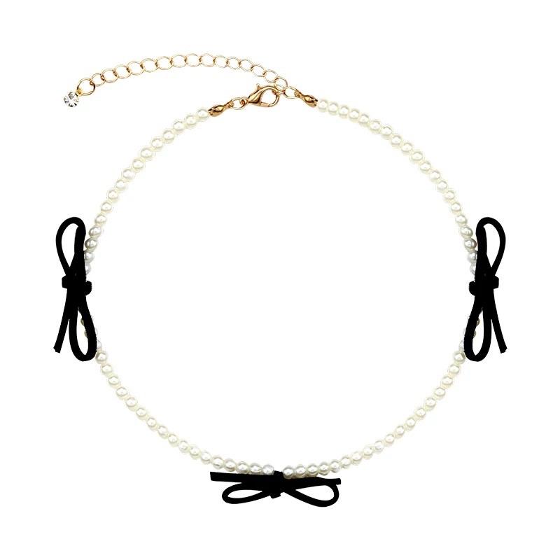 Vòng cổ đính hạt thắt nơ - Choker đính hạt phong cách hàn quốc - Maben