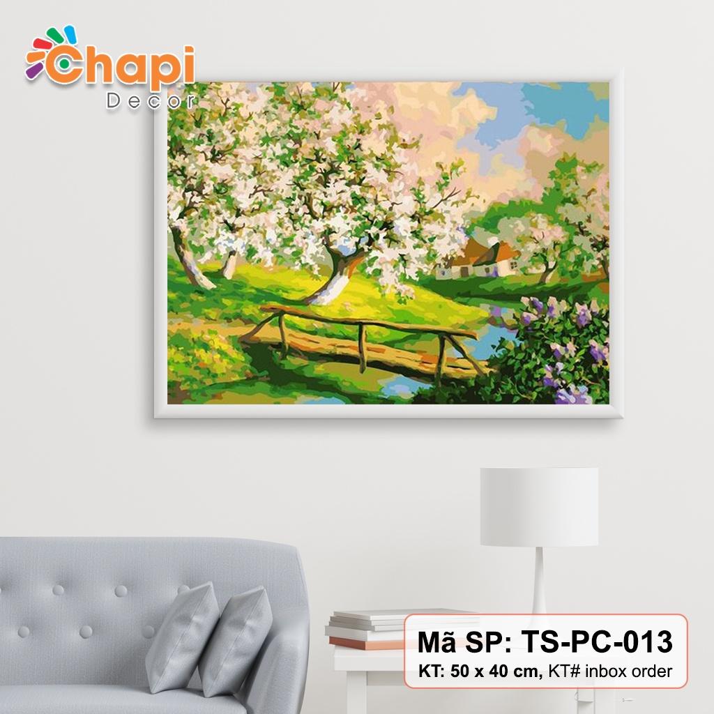 Tranh tô màu số hóa Chapi Đồng Quê Bình Yên KT 40x50cm căng sẵn khung, Có dầu bóng l Chapi Decor