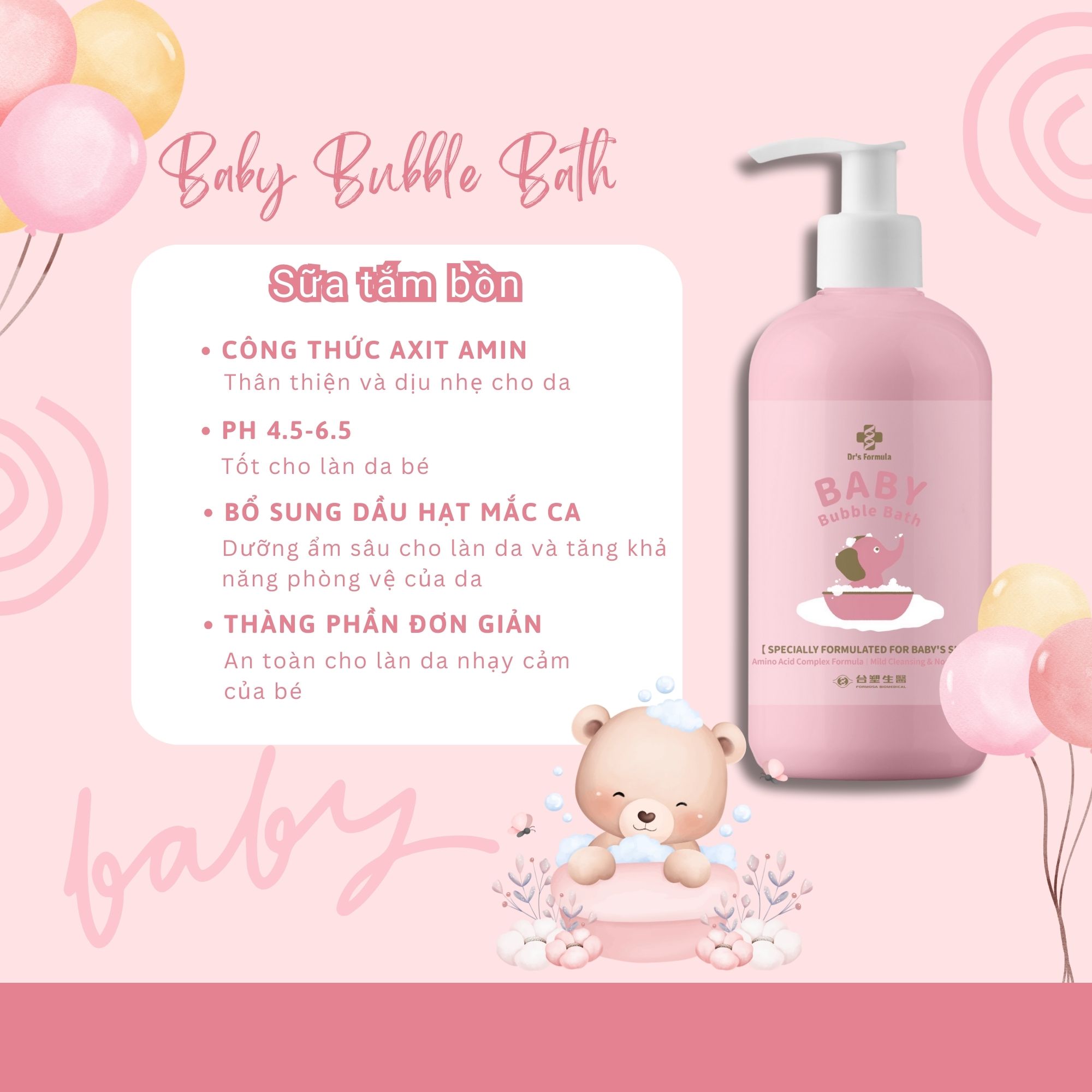Sữa Tắm Bồn Tạo Bọt Dành Cho Bé Dr's Formula Baby Bubble Bath