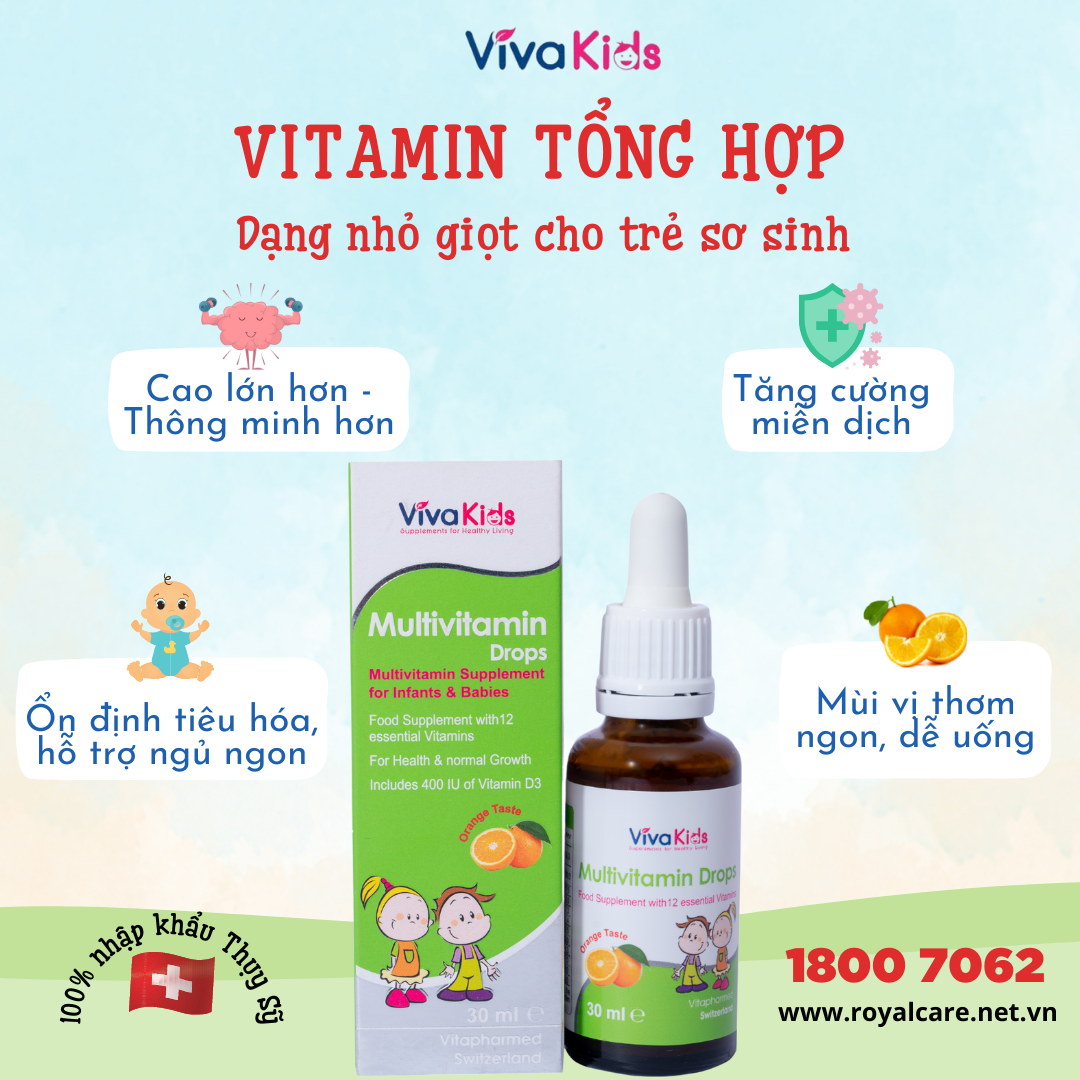 Vitamin Tổng hợp dạng nhỏ giọt Viva Kids dành cho trẻ từ 0 tháng tuổi