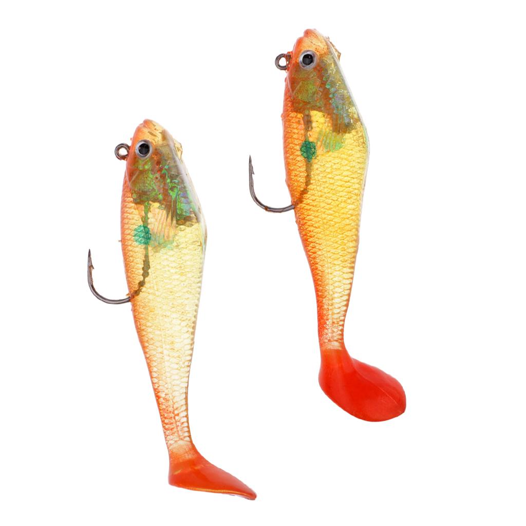 2pcs T Tail Soft Minnow Lure Lead Fishing Lures Silicone Shad Swimbaits 22g
