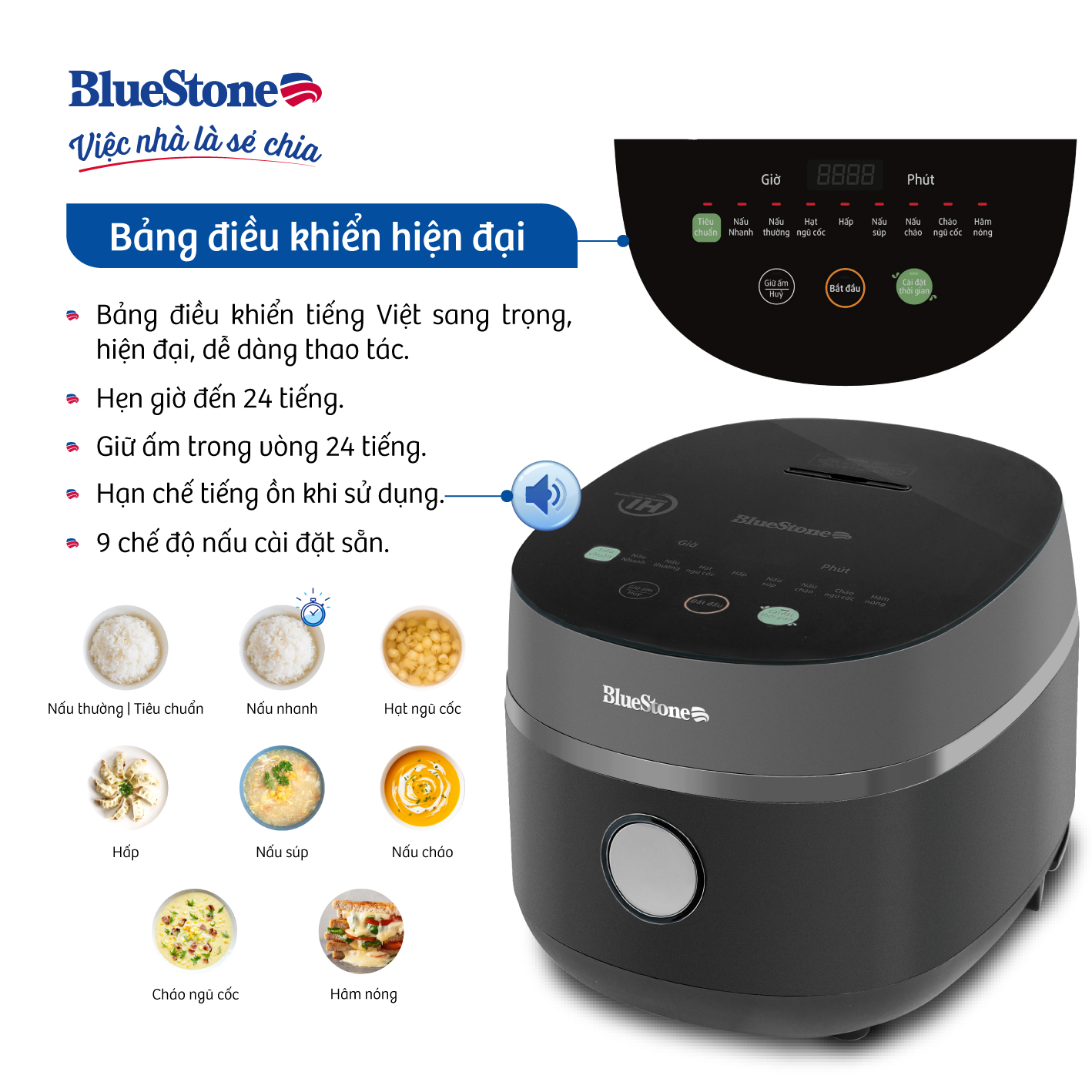 [Trả Góp 0%] Nồi Cơm Điện Tử Cao Tần BlueStone RCB-5991- 1,5 lít - 1200W - Bảo hành 2 năm - Hàng chính hãng