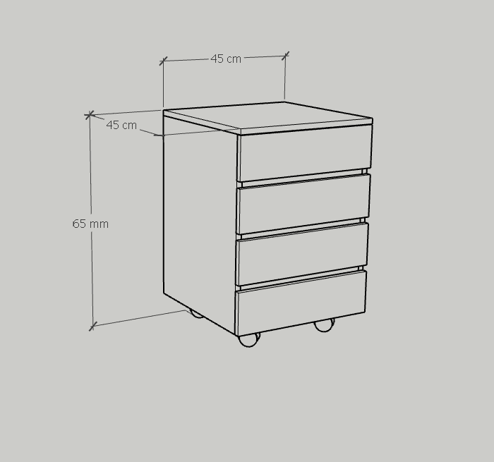 [Happy Home Furniture] OLA, Tủ đựng đồ 4 ngăn kéo bánh xe xoay, 45cm x 45cm x 59cm ( DxRxC), THK_093