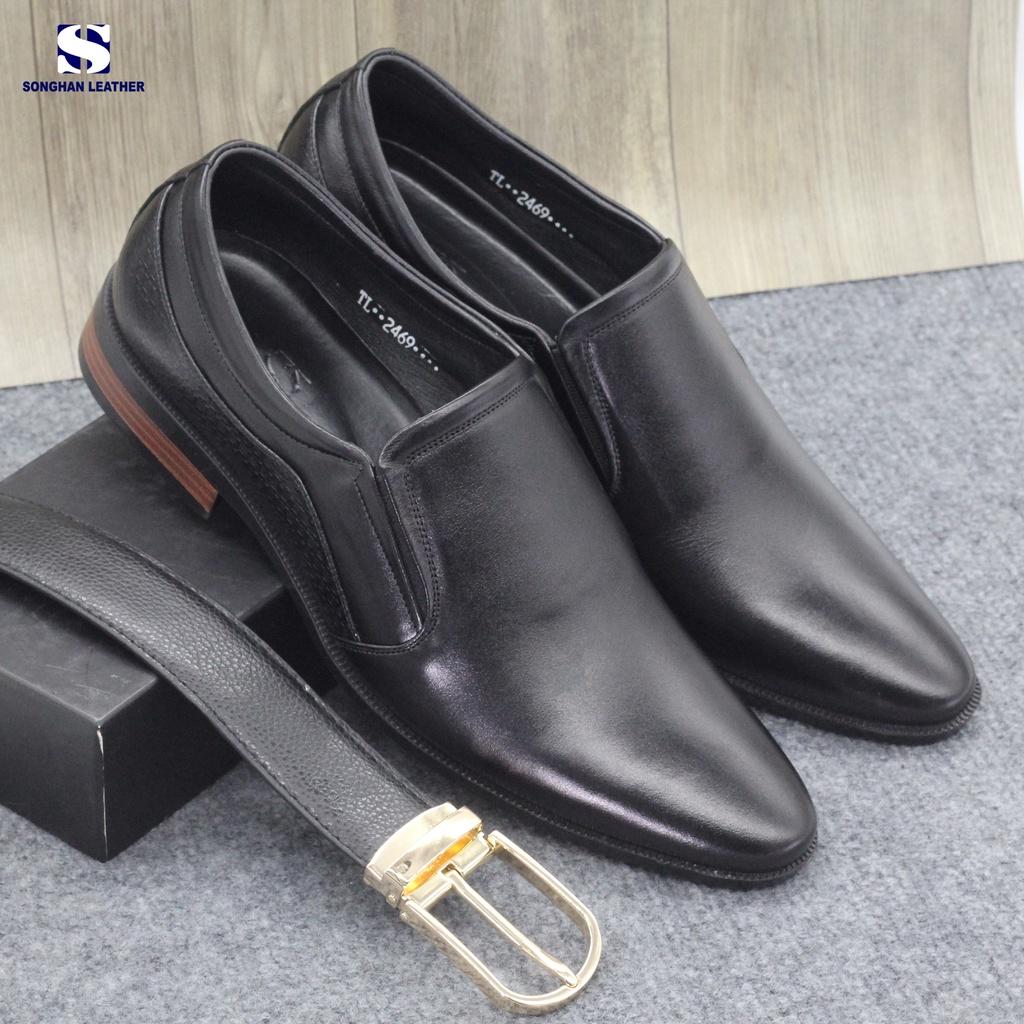 Giày Nam Công Sở Da Bò Nappa Khâu Tay Cao Cấp Songhan Leather SM01. Giày Lười Da Đế Cao Su– Bảo Hành 12 Tháng