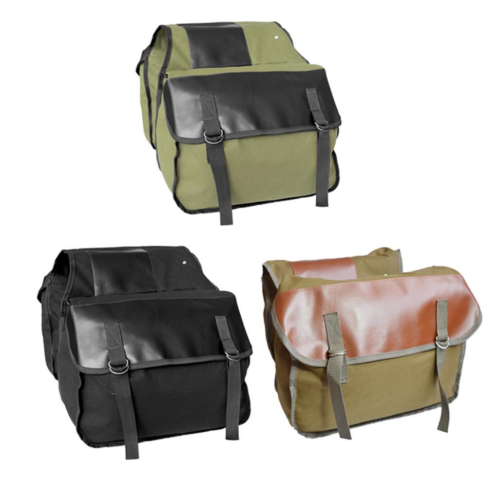 Cycling Double Panniers Bike Rear Seat Saddle Carrier Bags Black
