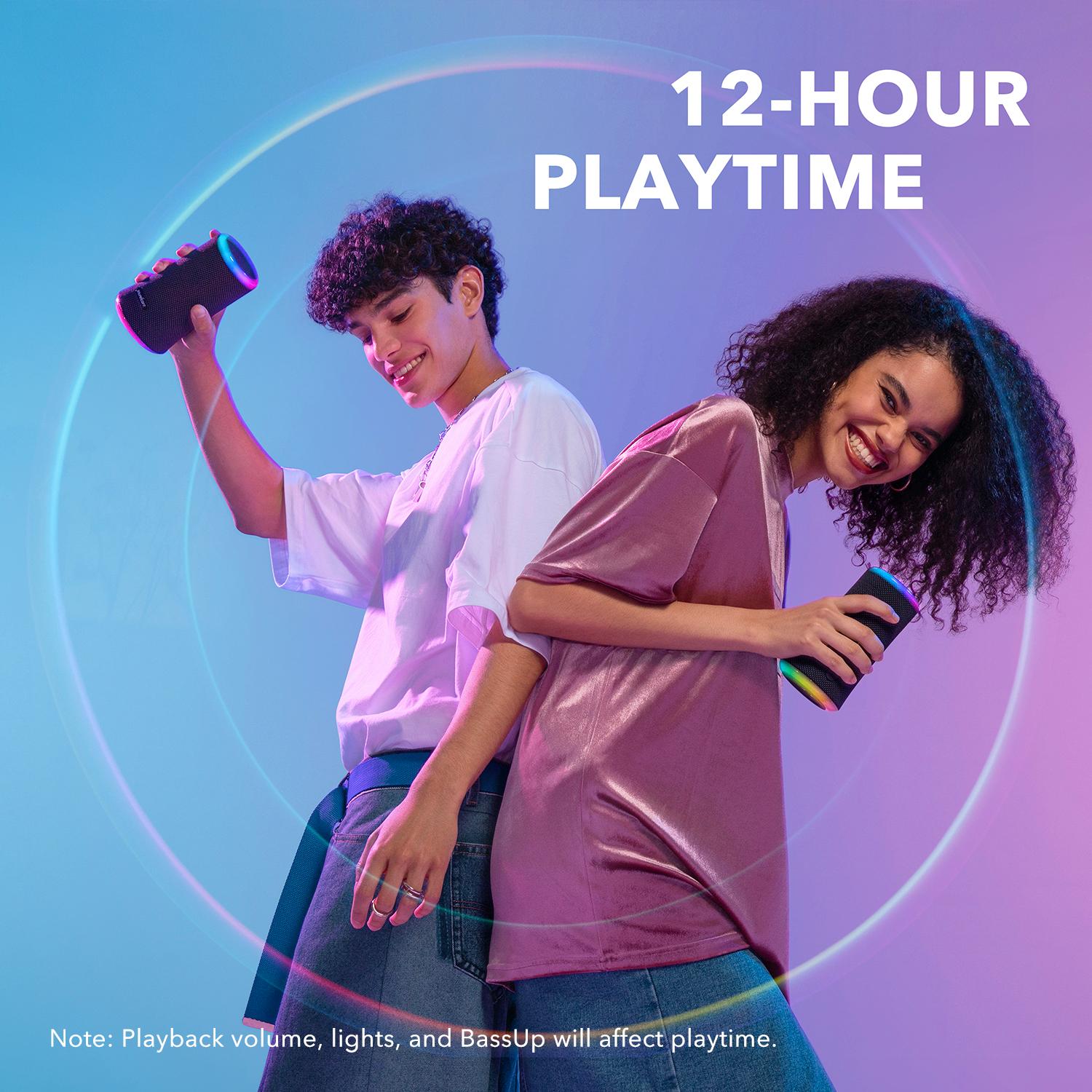 Loa Bluetooth Soundcore Flare 2, với Bảo vệ chống nước IPX7 và Âm thanh 360° cho Sân sau và Tiệc bãi biển, Dây 20W Màu sắc: Đen