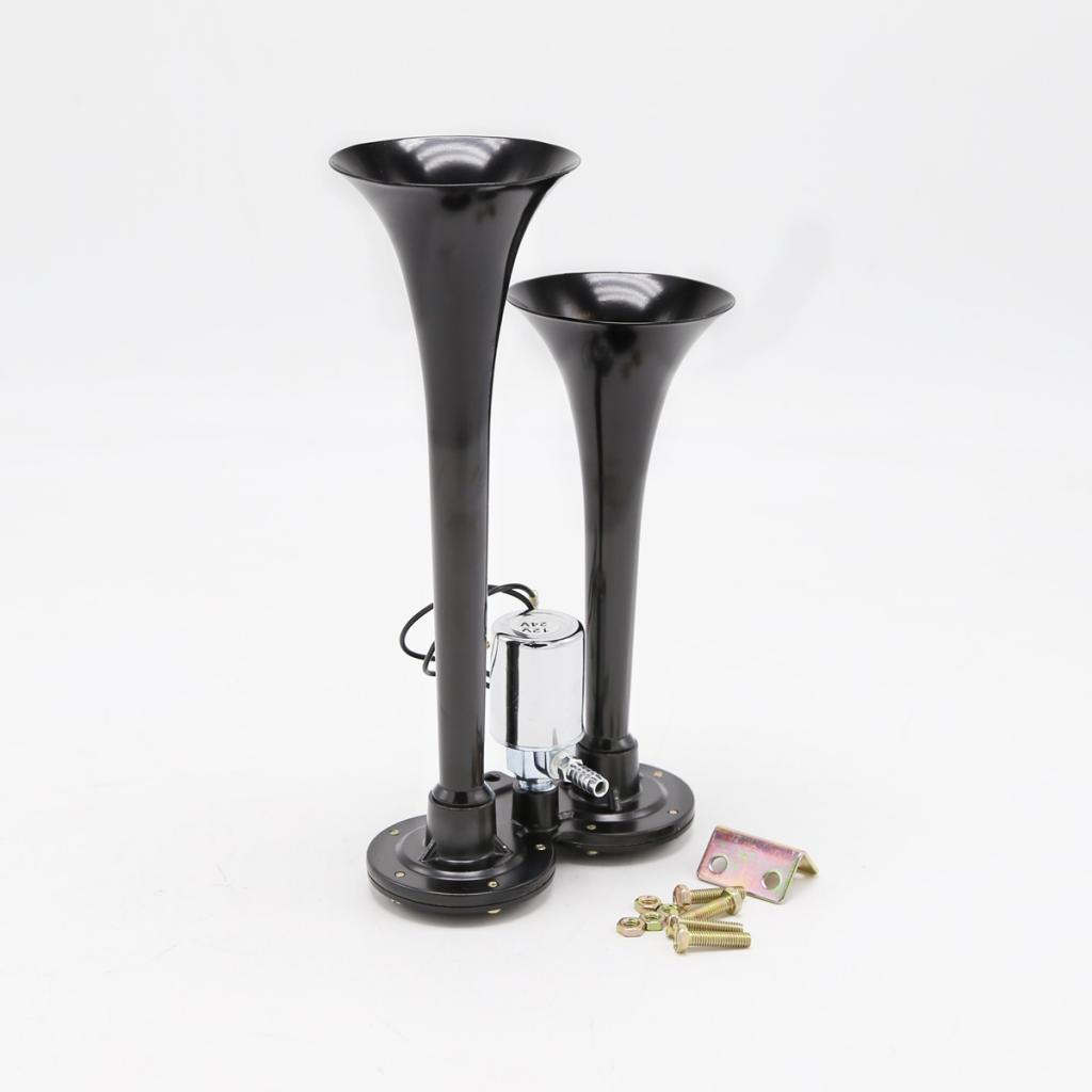 150dB Dual Trumpet LOUD Train Air Four  Kit 12V-24V Electric Solenoid