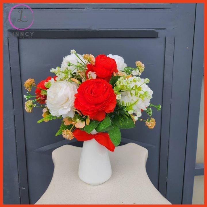 Lọ Hoa Hồng Trà Bình Hoa Decor Bàn Kệ Tủ Giá Sách
