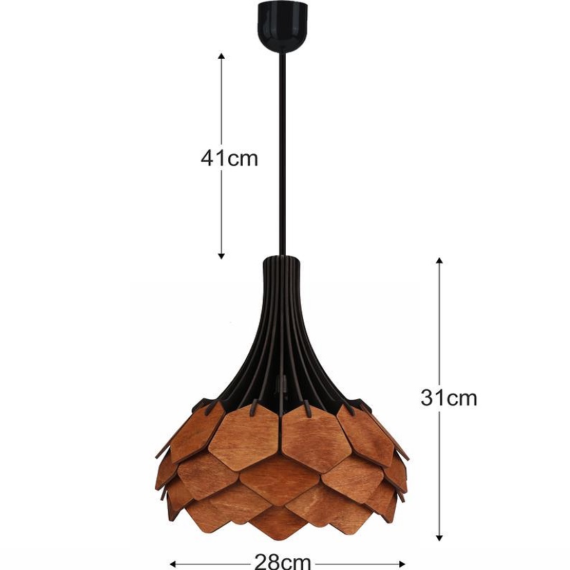 Đèn gỗ thả trần CAO CẤP hiện đại sang trọng 28x31cm chất liệu gỗ trang trí cho phòng khách nhà căn hộ decor nhà quán cafe