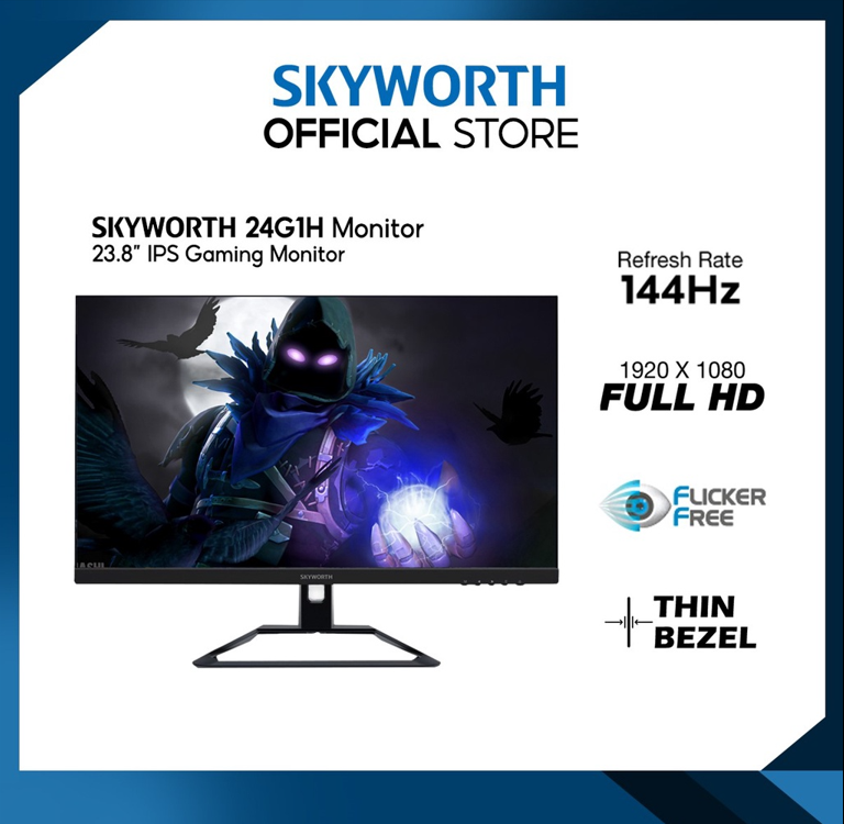 Màn hình máy tính LCD SKYWORTH Gaming 23.8&quot; 24G1H Fast-IPS Full HD 144Hz VESA sRGB 99% Tích hợp loa 24G1H - HÀNG CHÍNH HÃNG