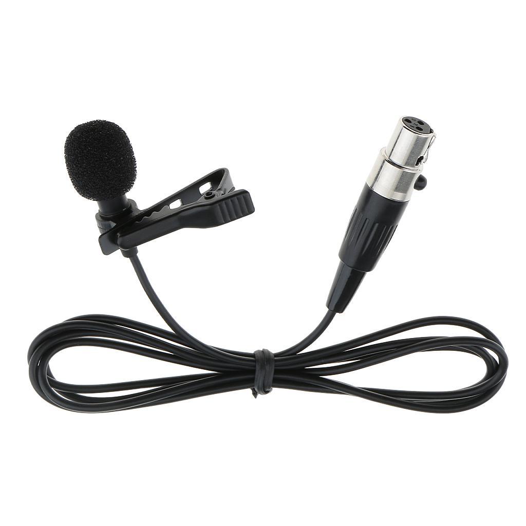 2x XLR Connector Lavalier Lapel Microphone &amp; Windscreen for Wireless System - Black