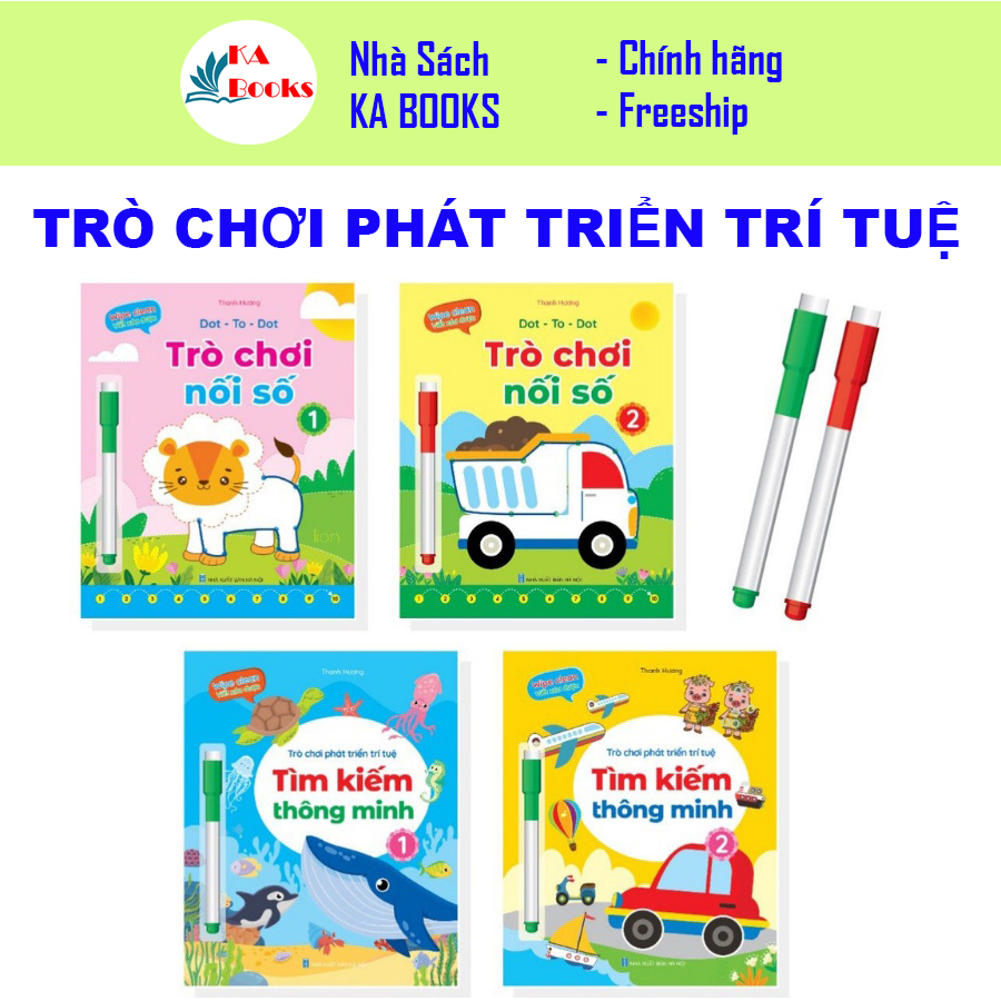 Trò Chơi Phát Triển Trí Tuệ - Viết xóa được dành cho trẻ từ 2-6 tuổi - (4 cuốn + tặng 2 bút) - Wipe Clean