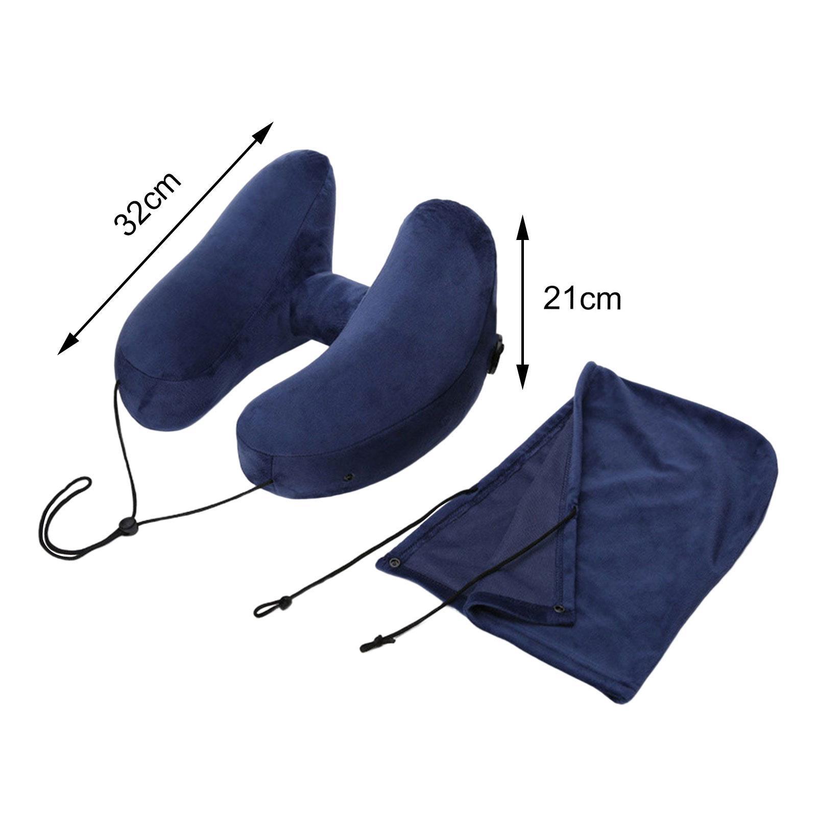 Portable Travel Inflatable Neck Pillow Convenient Storage Ergonomic U Shape